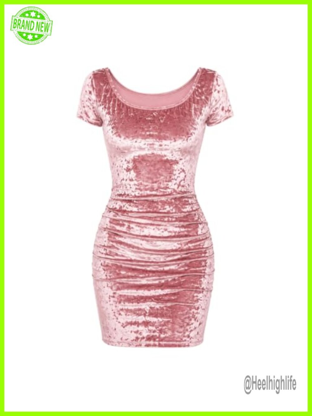 Velvet Mini Dress Short Sleeve Scoop Neck Party Cocktail Fitted